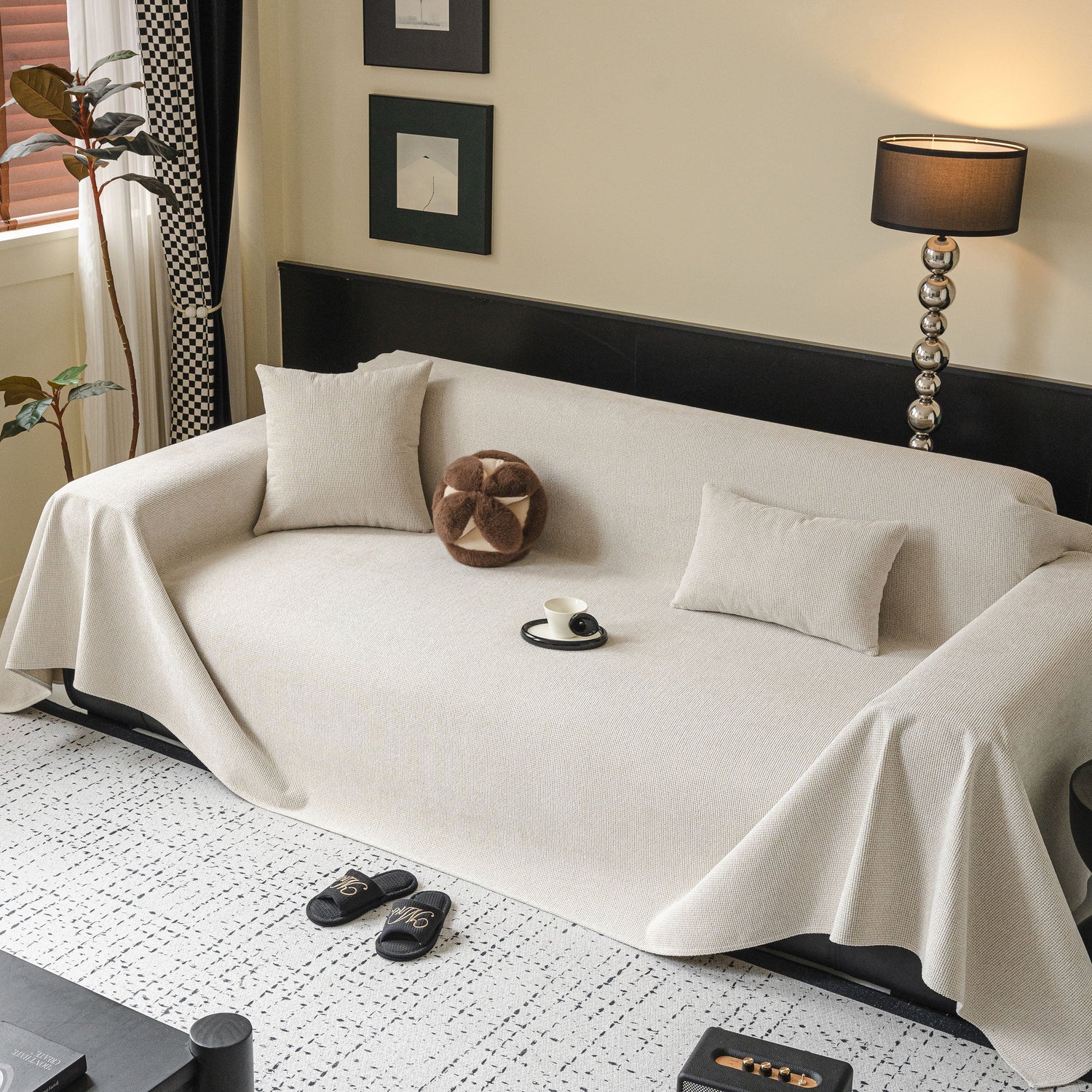 Waterproof Couch Throw Cover for Dogs, Non Slip Slipcover for Leather Fabric Sofa