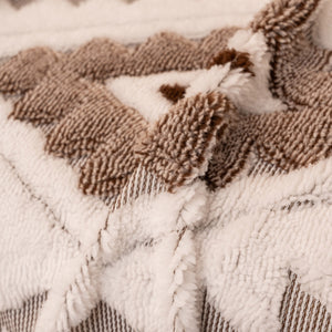 Bohemian Tufted Sofa Cover, Soft Sherpa Fleece Throw Blanket with 3D Aztec Geometric