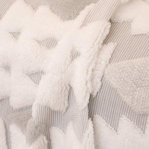 Bohemian Tufted Sofa Cover, Soft Sherpa Fleece Throw Blanket with 3D Aztec Geometric