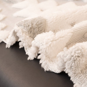 Bohemian Tufted Sofa Cover, Soft Sherpa Fleece Throw Blanket with 3D Aztec Geometric