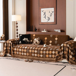 Boho Geometric Sofa Slipcovers Chenille Scratch Resistant Couch Protective Covers