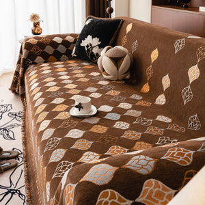 Boho Geometric Sofa Slipcovers Chenille Scratch Resistant Couch Protective Covers