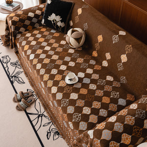 Boho Geometric Sofa Slipcovers Chenille Scratch Resistant Couch Protective Covers