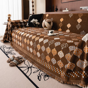 Boho Geometric Sofa Slipcovers Chenille Scratch Resistant Couch Protective Covers