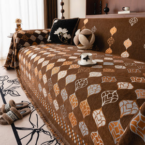 Boho Geometric Sofa Slipcovers Chenille Scratch Resistant Couch Protective Covers