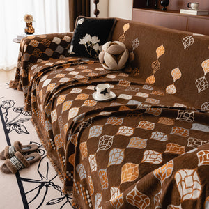 Boho Geometric Sofa Slipcovers Chenille Scratch Resistant Couch Protective Covers