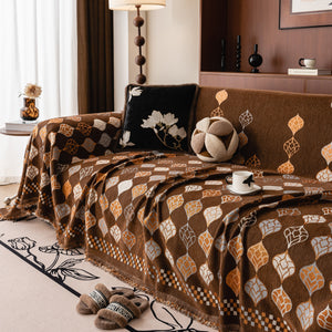 Boho Geometric Sofa Slipcovers Chenille Scratch Resistant Couch Protective Covers