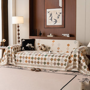 Boho Geometric Sofa Slipcovers Chenille Scratch Resistant Couch Protective Covers