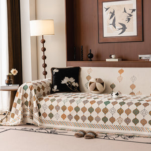 Boho Geometric Sofa Slipcovers Chenille Scratch Resistant Couch Protective Covers