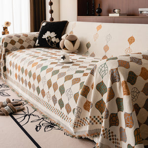 Boho Geometric Sofa Slipcovers Chenille Scratch Resistant Couch Protective Covers