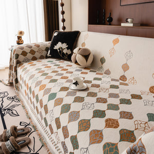 Boho Geometric Sofa Slipcovers Chenille Scratch Resistant Couch Protective Covers