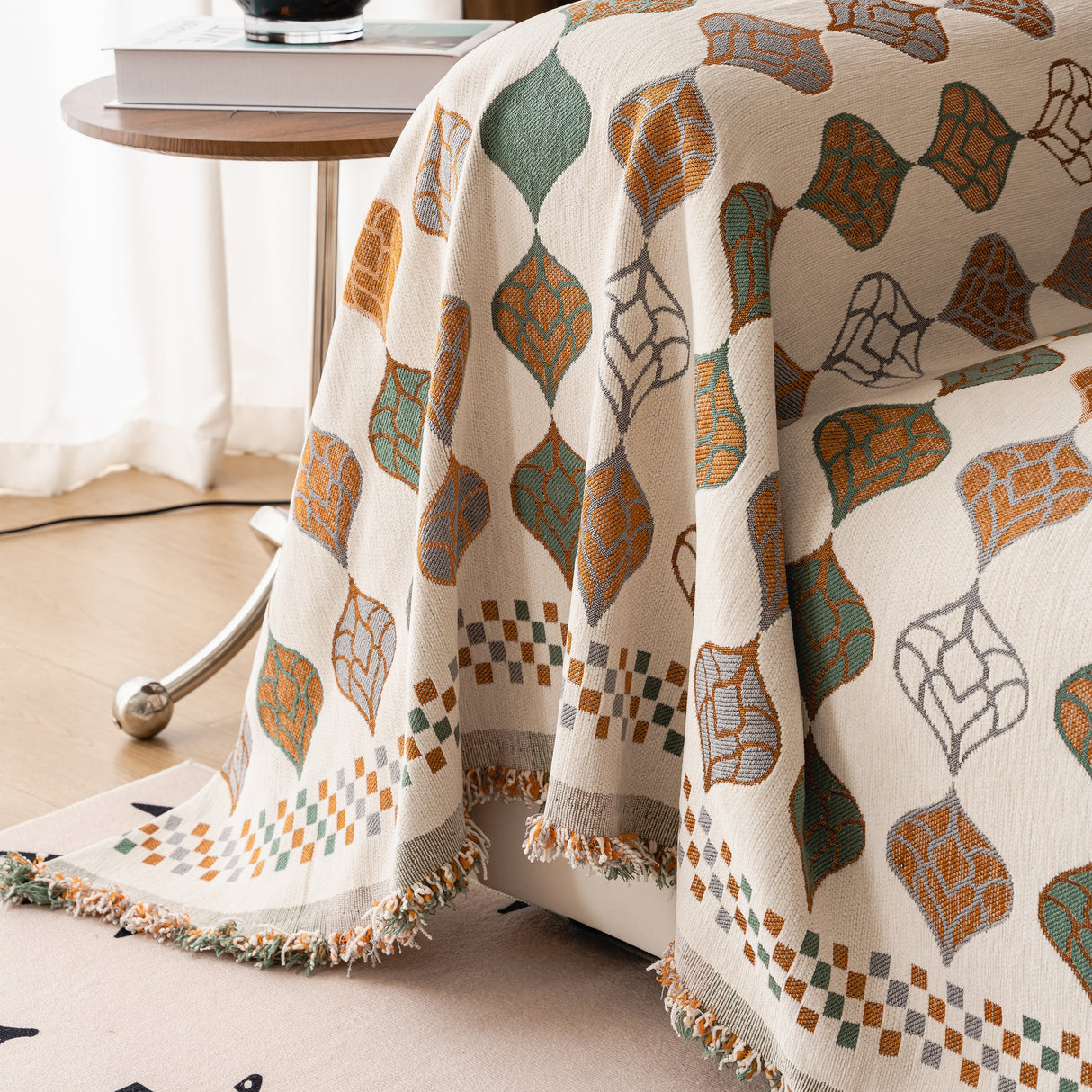 Boho Geometric Sofa Slipcovers Chenille Scratch Resistant Couch Protective Covers