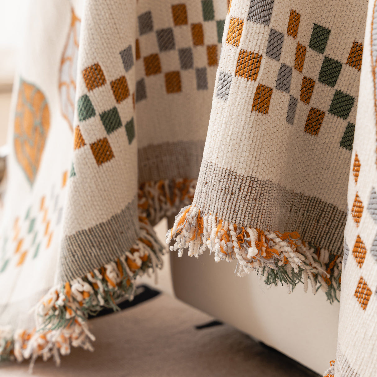 Boho Geometric Sofa Slipcovers Chenille Scratch Resistant Couch Protective Covers