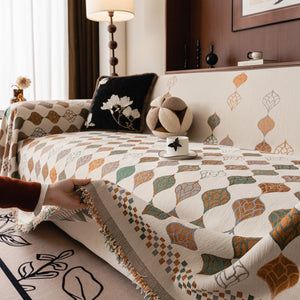 Boho Geometric Sofa Slipcovers Chenille Scratch Resistant Couch Protective Covers