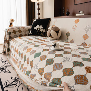 Boho Geometric Sofa Slipcovers Chenille Scratch Resistant Couch Protective Covers