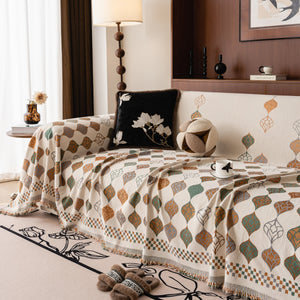 Boho Geometric Sofa Slipcovers Chenille Scratch Resistant Couch Protective Covers