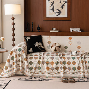 Boho Geometric Sofa Slipcovers Chenille Scratch Resistant Couch Protective Covers