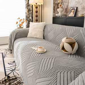 Plush Flannel Fleece Sofa Throw Blanket, Soft & Cozy Furniture Protector for Couch