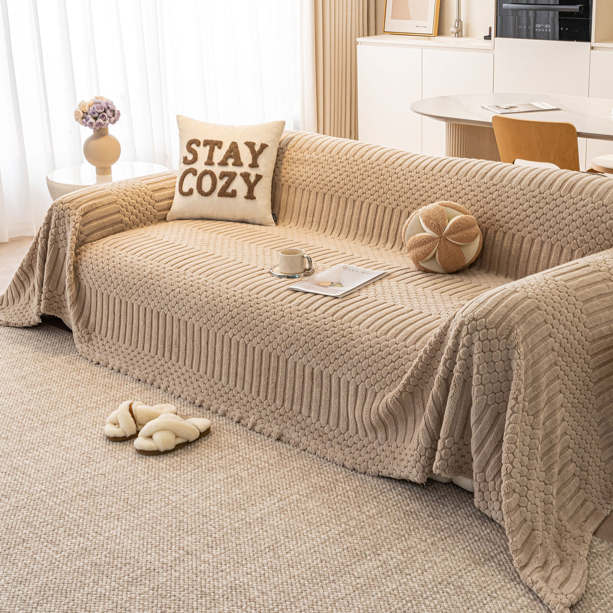 Boho 3D Geometric Throw Blanket for Couch, Luxurious Velvety Plush Fleece Sofa Cover