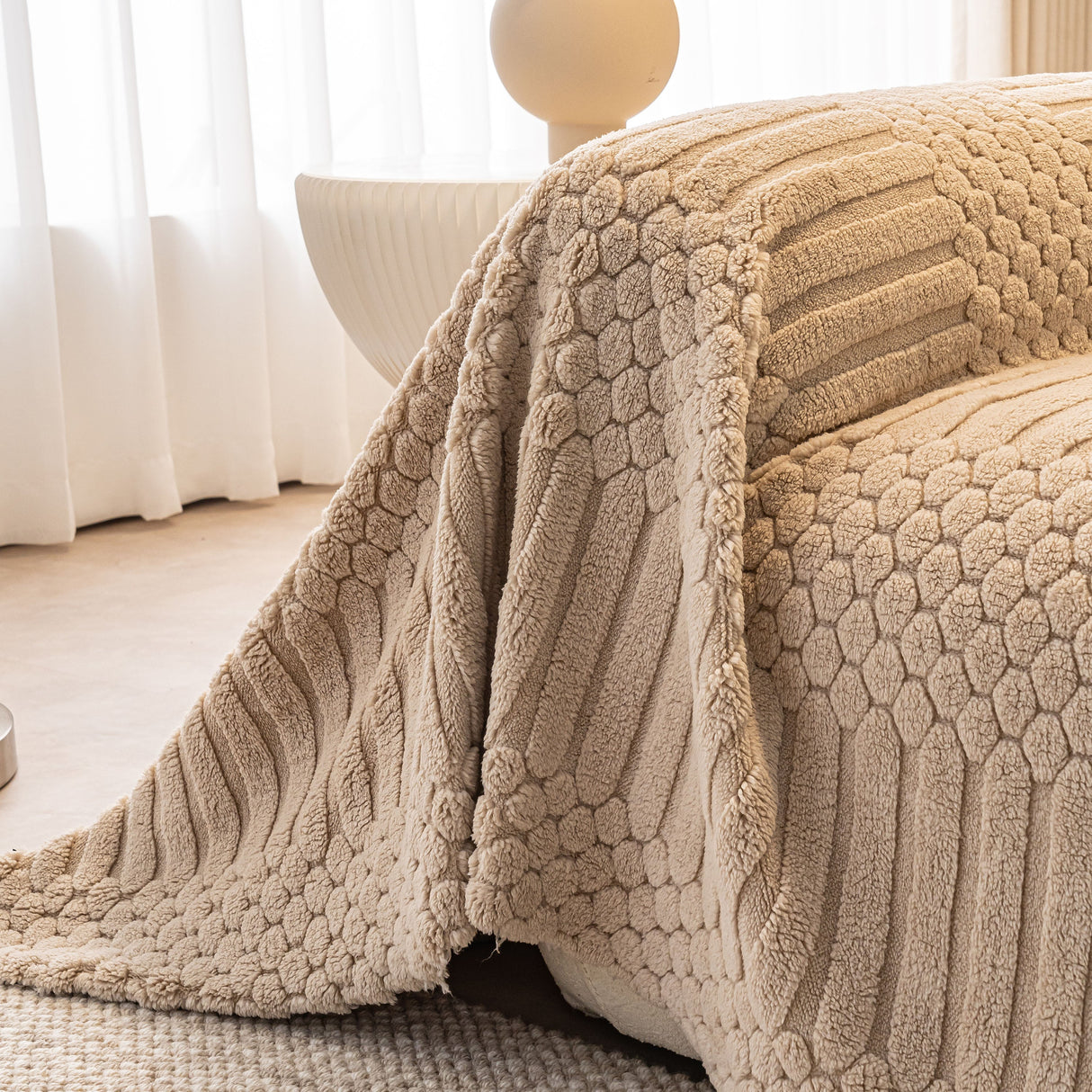 Boho 3D Geometric Throw Blanket for Couch, Luxurious Velvety Plush Fleece Sofa Cover