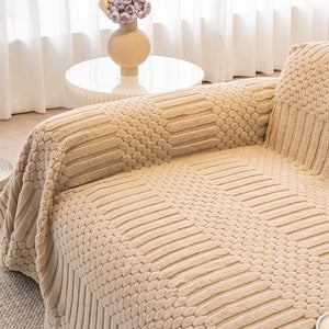 Boho 3D Geometric Throw Blanket for Couch, Luxurious Velvety Plush Fleece Sofa Cover