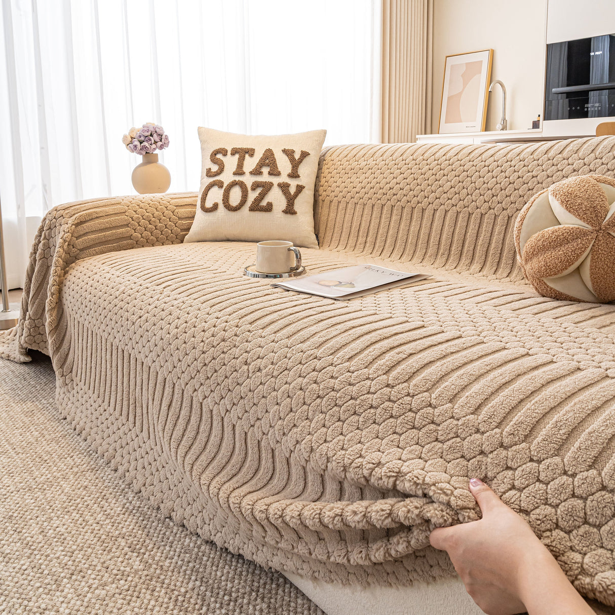 Boho 3D Geometric Throw Blanket for Couch, Luxurious Velvety Plush Fleece Sofa Cover