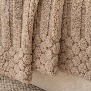 Boho 3D Geometric Throw Blanket for Couch, Luxurious Velvety Plush Fleece Sofa Cover
