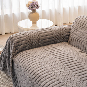 Boho 3D Geometric Throw Blanket for Couch, Luxurious Velvety Plush Fleece Sofa Cover