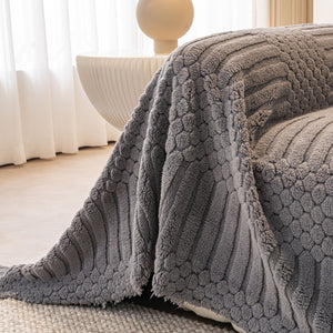 Boho 3D Geometric Throw Blanket for Couch, Luxurious Velvety Plush Fleece Sofa Cover