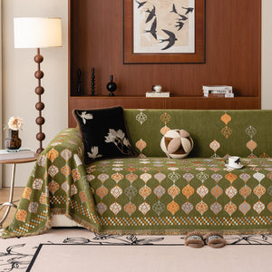 Boho Geometric Sofa Slipcovers Chenille Scratch Resistant Couch Protective Covers