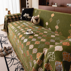 Boho Geometric Sofa Slipcovers Chenille Scratch Resistant Couch Protective Covers