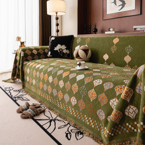Boho Geometric Sofa Slipcovers Chenille Scratch Resistant Couch Protective Covers