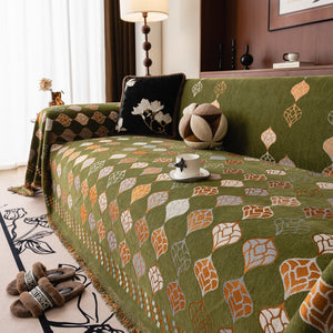Boho Geometric Sofa Slipcovers Chenille Scratch Resistant Couch Protective Covers
