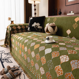 Boho Geometric Sofa Slipcovers Chenille Scratch Resistant Couch Protective Covers