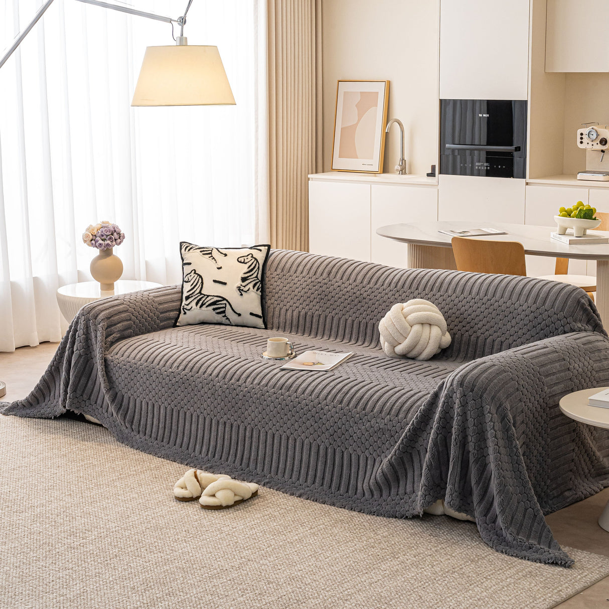 Boho 3D Geometric Throw Blanket for Couch, Luxurious Velvety Plush Fleece Sofa Cover