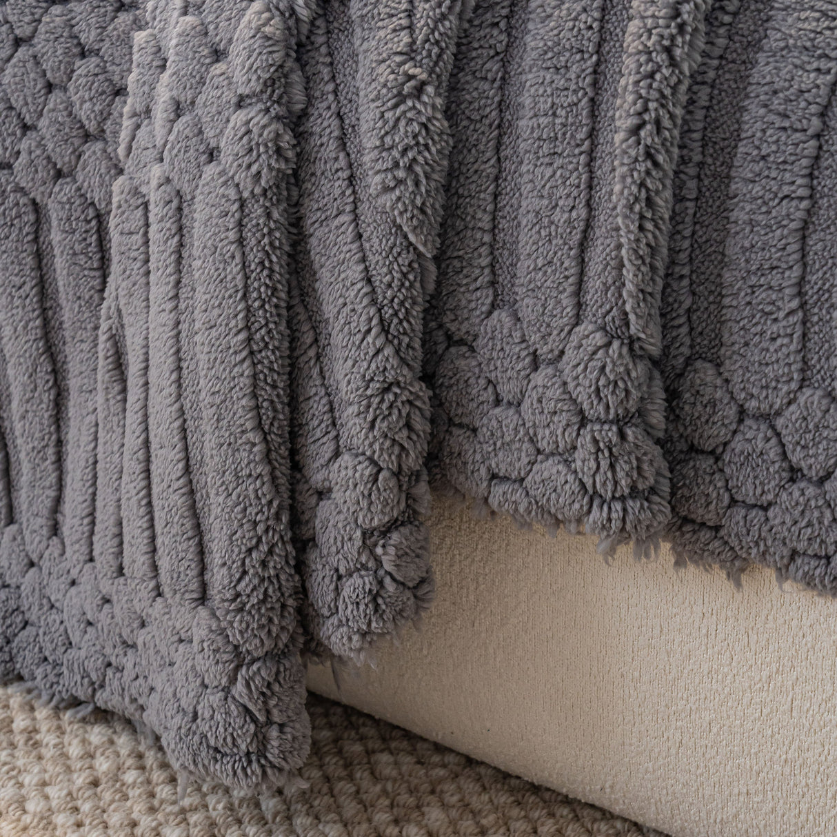 Boho 3D Geometric Throw Blanket for Couch, Luxurious Velvety Plush Fleece Sofa Cover