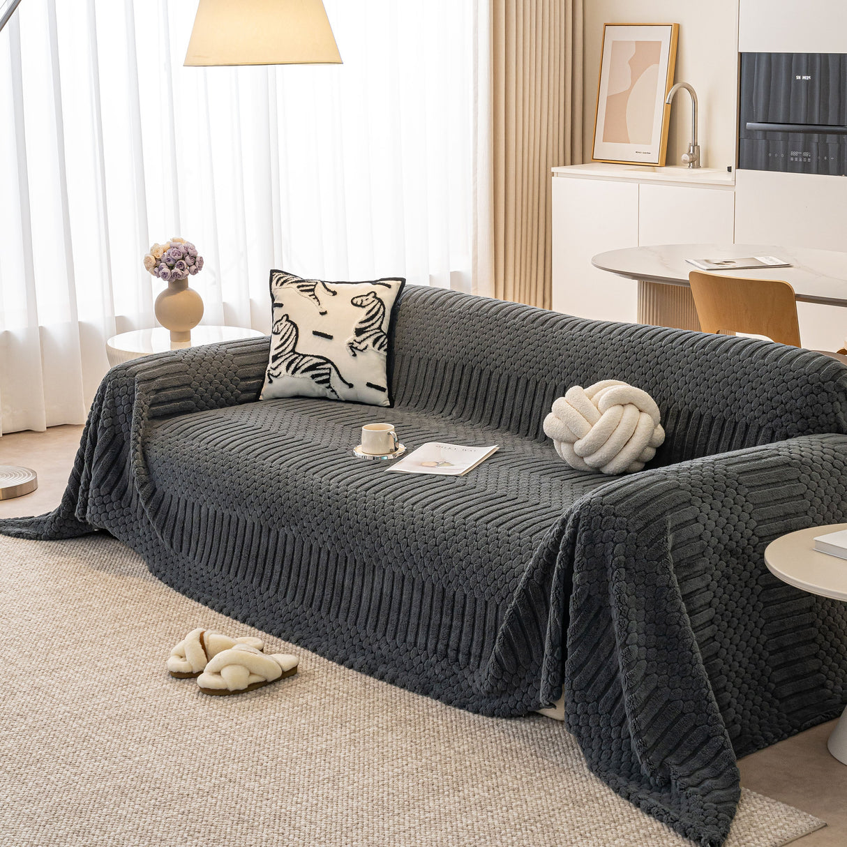 Boho 3D Geometric Throw Blanket for Couch, Luxurious Velvety Plush Fleece Sofa Cover