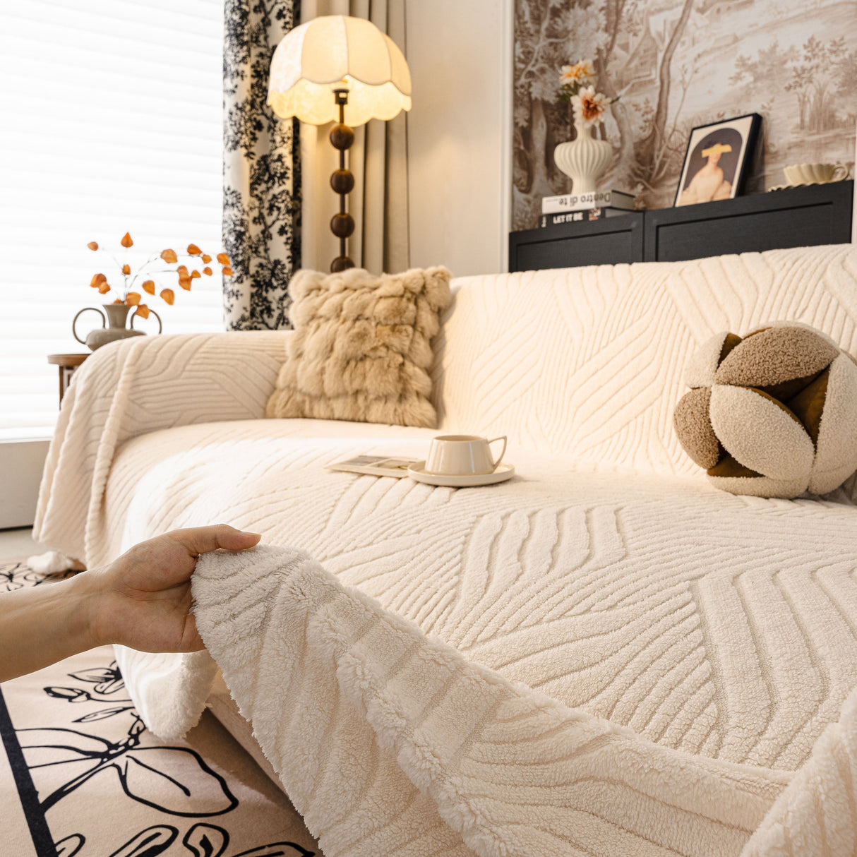 Plush Flannel Fleece Sofa Throw Blanket, Soft & Cozy Furniture Protector for Couch