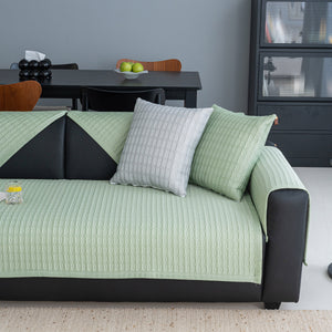 Geometric Textured Couch Slipcover Protector Non-Slip Ice Silk Sofa Cover for Couch