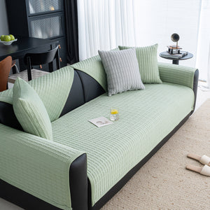 Geometric Textured Couch Slipcover Protector Non-Slip Ice Silk Sofa Cover for Couch