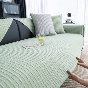 Geometric Textured Couch Slipcover Protector Non-Slip Ice Silk Sofa Cover for Couch