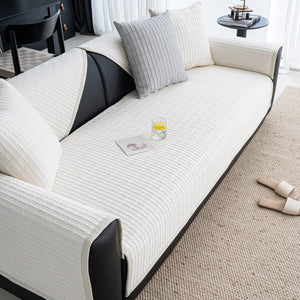 Geometric Textured Couch Slipcover Protector Non-Slip Ice Silk Sofa Cover for Couch