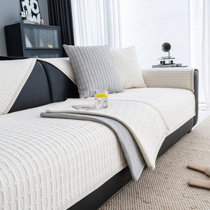 Geometric Textured Couch Slipcover Protector Non-Slip Ice Silk Sofa Cover for Couch