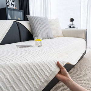 Geometric Textured Couch Slipcover Protector Non-Slip Ice Silk Sofa Cover for Couch