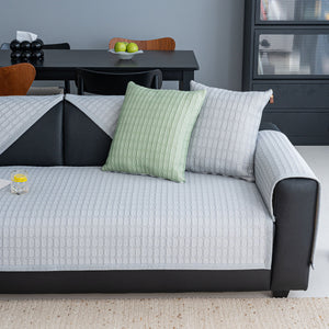 Geometric Textured Couch Slipcover Protector Non-Slip Ice Silk Sofa Cover for Couch