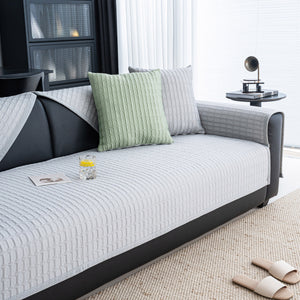 Geometric Textured Couch Slipcover Protector Non-Slip Ice Silk Sofa Cover for Couch
