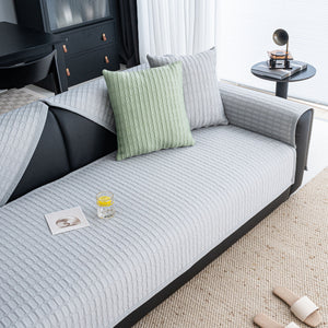 Geometric Textured Couch Slipcover Protector Non-Slip Ice Silk Sofa Cover for Couch
