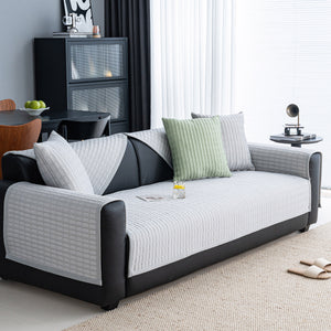 Geometric Textured Couch Slipcover Protector Non-Slip Ice Silk Sofa Cover for Couch