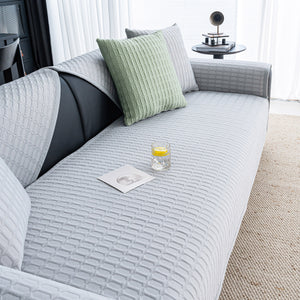 Geometric Textured Couch Slipcover Protector Non-Slip Ice Silk Sofa Cover for Couch