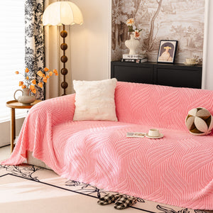 Plush Flannel Fleece Sofa Throw Blanket, Soft & Cozy Furniture Protector for Couch